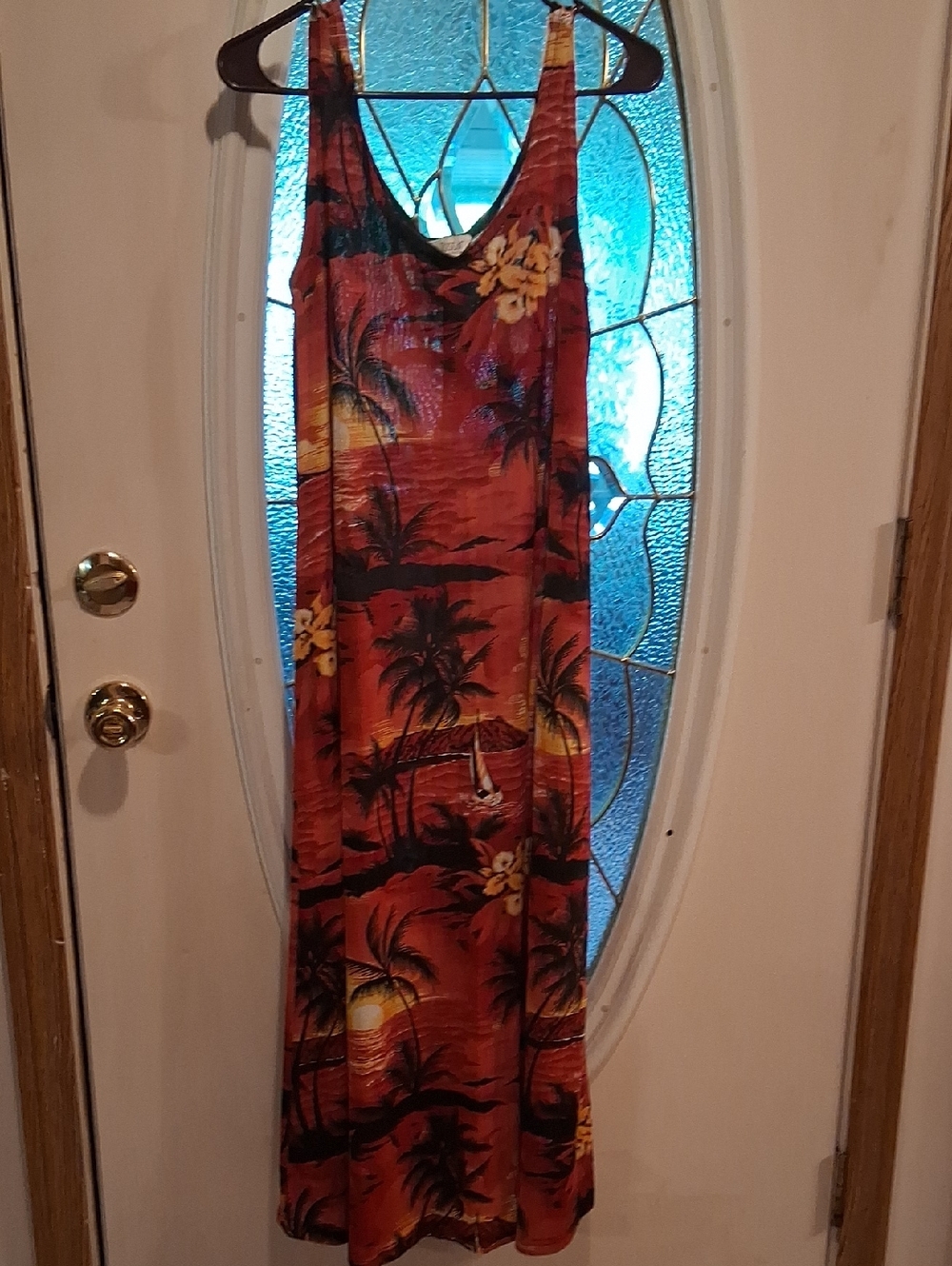 Women's Midi Tank Dress in Tropical Red